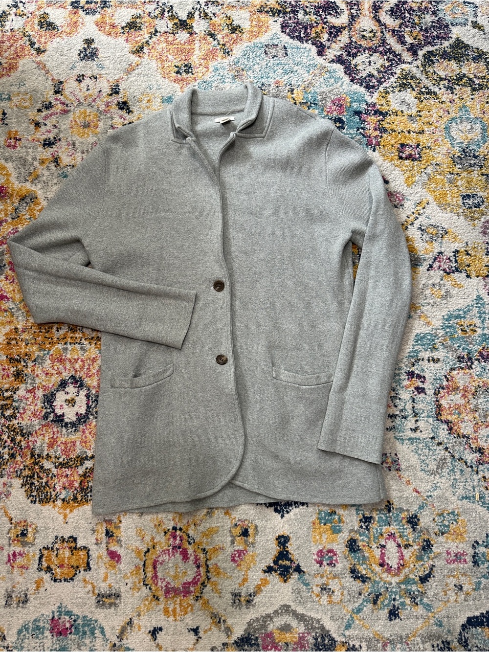 J.Crew Sweater Blazer Medium Gray Knit Cotton Cardigan Jacket